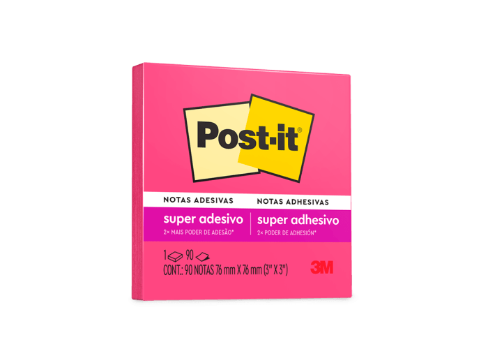 Postick Color Notas adhesivas Post-it rosado intenso 90 hojas 7,6 x 7,6cm