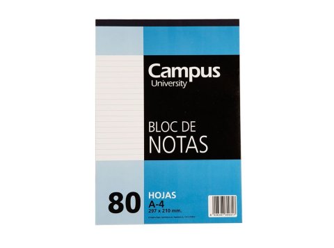 Block encolado Campus rayado microperforado 80 hojas A4