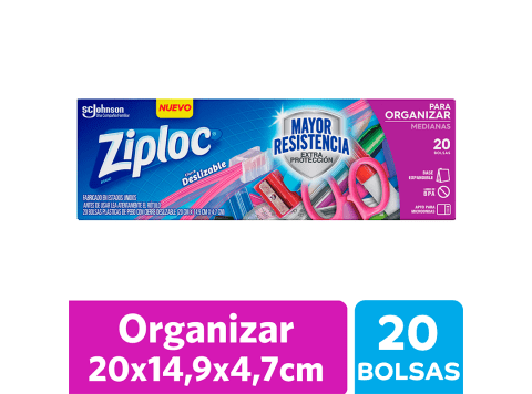 Bolsas Ziploc con abre fácil medianas Caja x 20 unidades