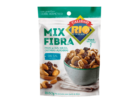 Mix Fibra de castañas, almendras, pasas de uva Rio de la Plata sin sal Paquete 150 gr