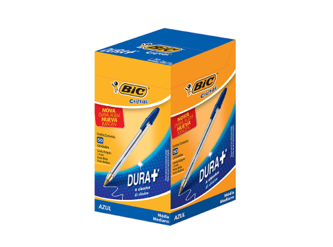 Bolígrafo BIC Cristal Dura+ color azul 1.0 mm Caja x 50
