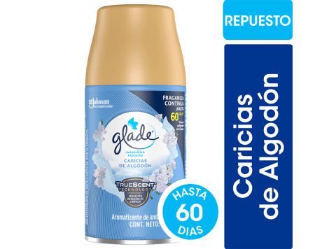 Aromatizador de ambientes Glade fragancia caricias de algodón Aerosol 270 ml